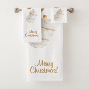 Goldene und weiße Weihnachtskugeln mit individuell Badhandtuch Set