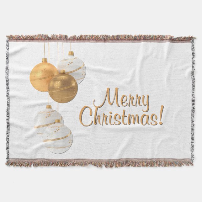 Goldene und weiße Weihnachtskugeln mit individuell Decke (Vorderseite)