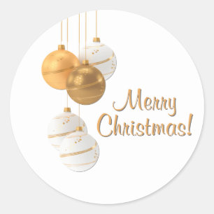 Goldene und weiße Weihnachtskugeln mit individuell Runder Aufkleber