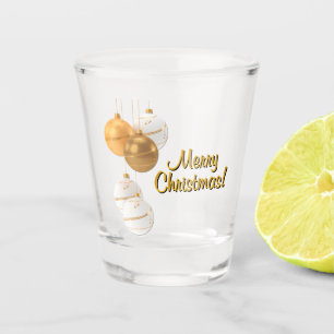 Goldene und weiße Weihnachtskugeln mit individuell Schnapsglas