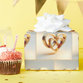 Goldene Unendlichkeit und Herzsymbol Geschenkpapier