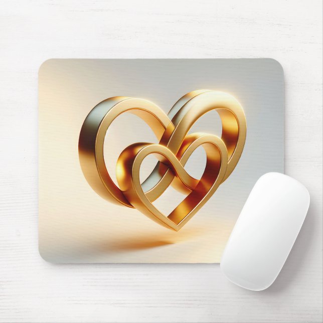 Goldene Unendlichkeit und Herzsymbol Mousepad (Mit Mouse)