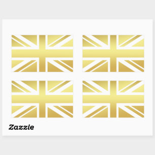 Goldene Union Jack britische Flagge Rechteckiger Aufkleber