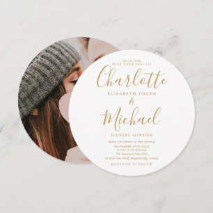 Goldene Unterschrift Schrift Kreisförmiges Foto Ho Einladung