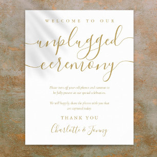 Goldene Unterschrift Schrift Unplugged-Zeremonie-S Poster