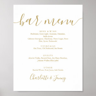 Goldene Unterschrift Script Bar Menu Schild