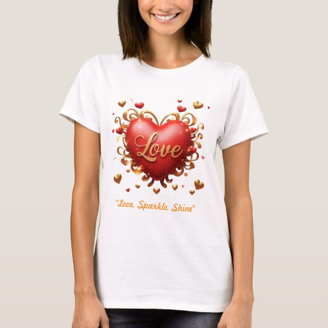 "Goldene Valentine-Liebe" T-Shirt (Vorderseite)