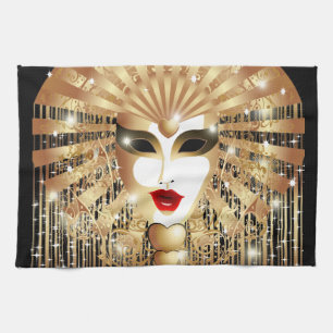 Goldene Venedig Karneval Party Maske Geschirrtuch