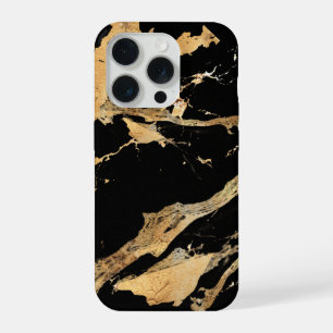 Goldene Venen auf schwarzmarmorAbstrakter Luxe Tex iPhone 15 Pro Hülle