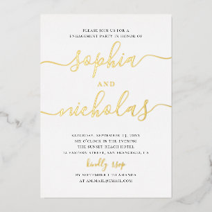 Goldene Verlobungsparty Elegante minimalistische Folieneinladung