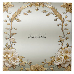 Goldene Verzierte Blume Keramik Tile Fliese