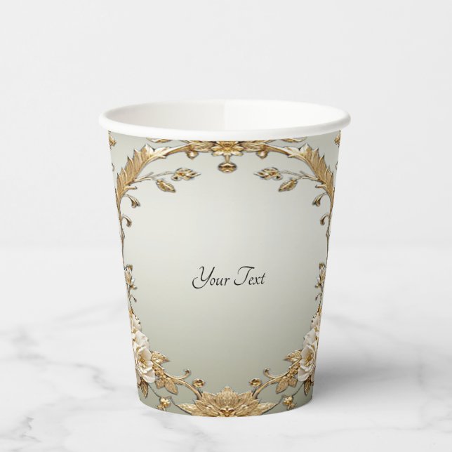 Goldene Verzierte Blume Papiertasse Pappbecher (Links)
