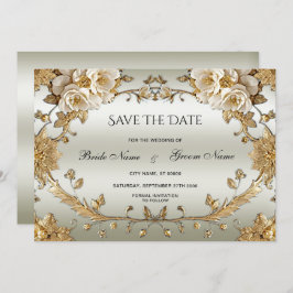 Goldene Verzierte Blume Save the Date
