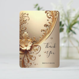 Goldene Verzierte Blumen Dankeskarte