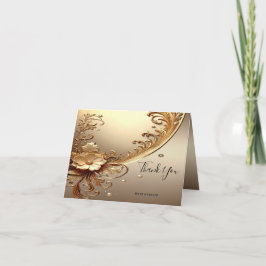 Goldene Verzierte Blumen Dankeskarte