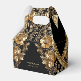Goldene Verzierte Blumen Geschenkbox Geschenkschachtel