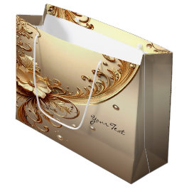 Goldene Verzierte Blumen-Geschenktüte Große Geschenktüte