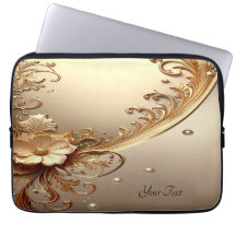 Goldene Verzierte Blumen Laptop-Hülle