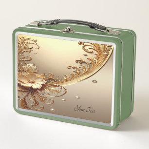 Goldene verzierte Blumen Lunchbox