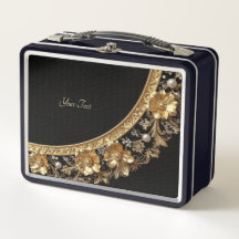 Goldene verzierte Blumen Lunchbox