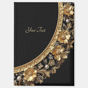 Goldene Verzierte Blumen Magnet