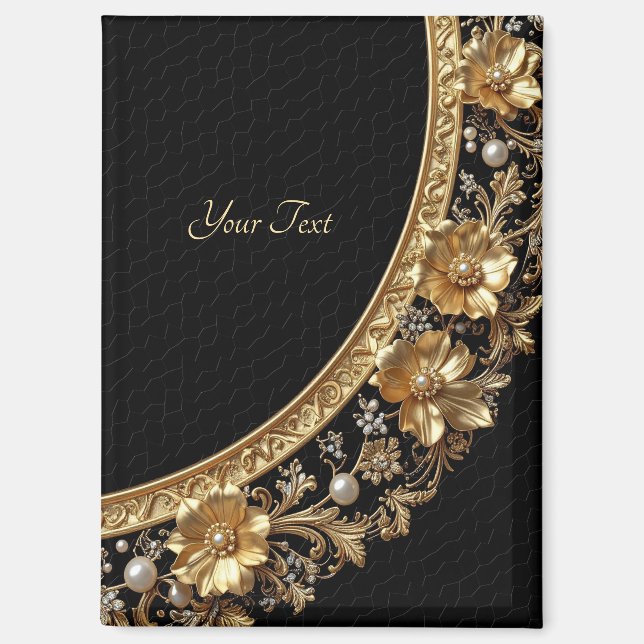 Goldene Verzierte Blumen Magnet (Vorderseite)
