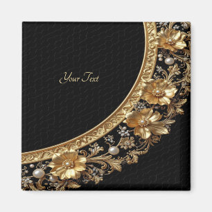 Goldene Verzierte Blumen Magnet