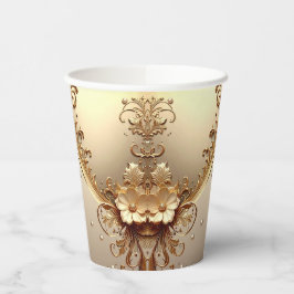 Goldene Verzierte Blumen-Papierbecher Pappbecher