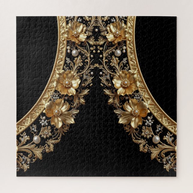 Goldene Verzierte Blumen Puzzle (Vertikal)