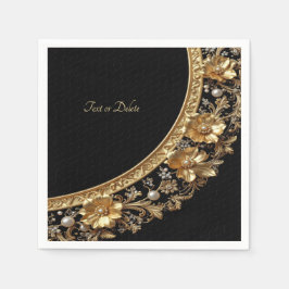 Goldene Verzierte Blumen Serviette