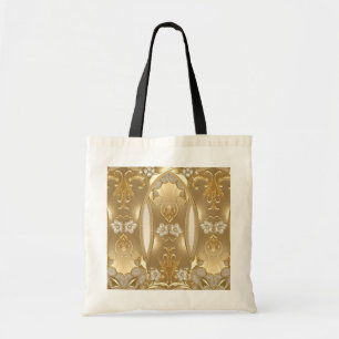 Goldene verzierte Blumen-Tasche Tragetasche