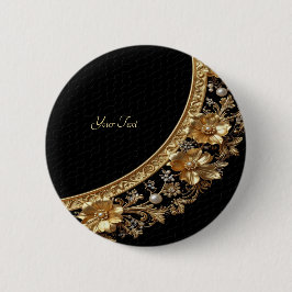 Goldene Verzierte Blumen-Taste Button
