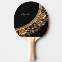 Goldene Verzierte Blumen Tischtennisschläger