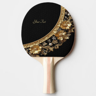 Goldene Verzierte Blumen Tischtennisschläger Tischtennis Schläger