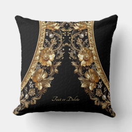 Goldene Verzierte Blumen Wurfkissen Kissen