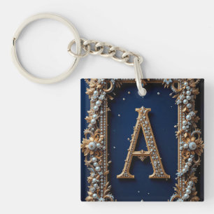 Goldene verzierte Buchstabe A Juwel Monogramm Eleg Schlüsselanhänger
