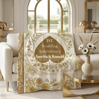 Goldene verzierte Flora Barock Boho Hochzeitsjubil Sherpadecke
