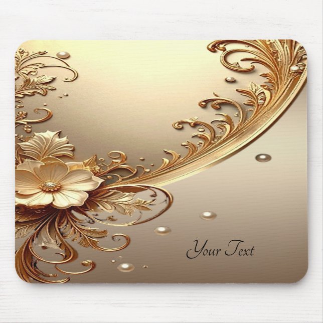 Goldene Verzierte Florale Mauspad (Vorne)