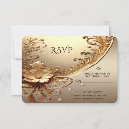 Goldene Verzierte Florale RSVP-Karte RSVP Karte