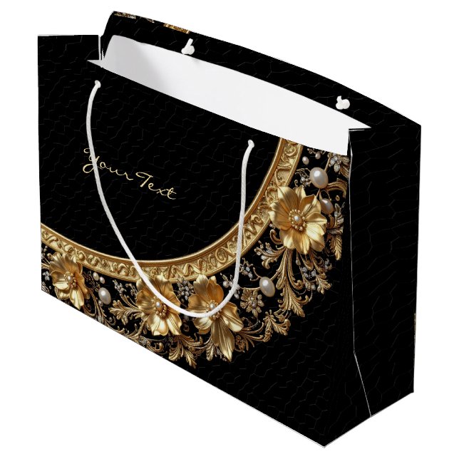 Goldene verzierte Geschenktüte (Rückseite Schrägansicht)