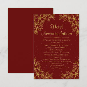 Goldene Verzierte Hochzeitshotel Unterkunft Begleitkarte