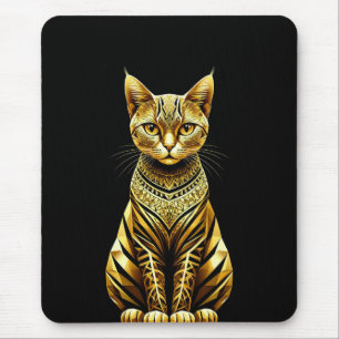 Goldene Verzierte Katzenillustration Mousepad