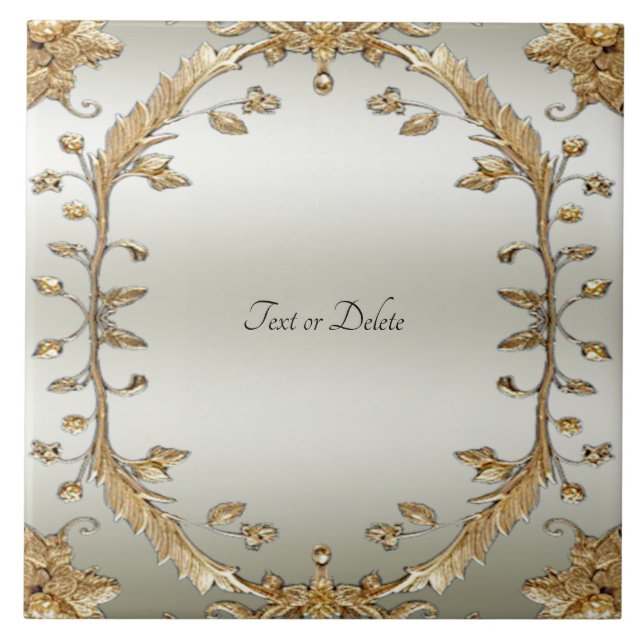 Goldene Verzierte Keramik Fliese (Vorderseite)