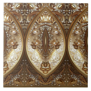 Goldene verzierte Keramikfliese