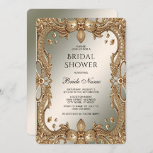 Goldene Verzierte Rahmen Bridal Dusche Einladung
