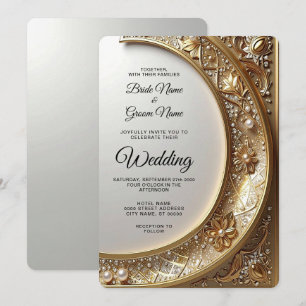 Goldene verzierte Rahmen Hochzeitseinladung Einladung