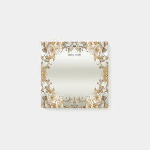 Goldene Verzierte weiße Blume Post it Notes Post-it Klebezettel