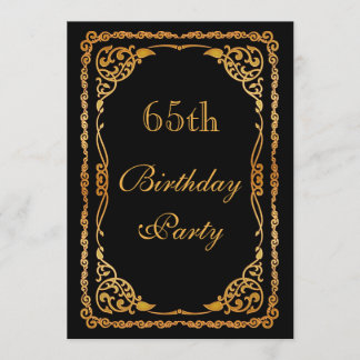 Goldene Verzierte Wirbel 65. Geburtstag Einladung