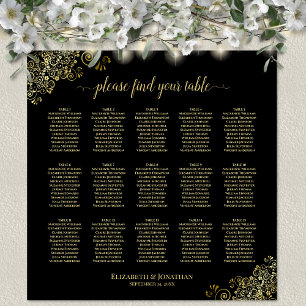 Goldene Verzierungen 15 Tisch Hochzeit Sitzordnung Poster