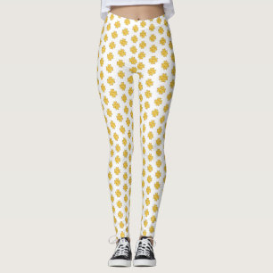Goldene vierblättrige Kleeblätter auf weiß Leggings